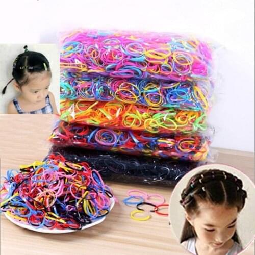 500Pcs Disposable Rubber Bands Elastic Hair Band Ties Kids Girl Ponytails Holder for Braids Wedding Hairstyle Office Supplies