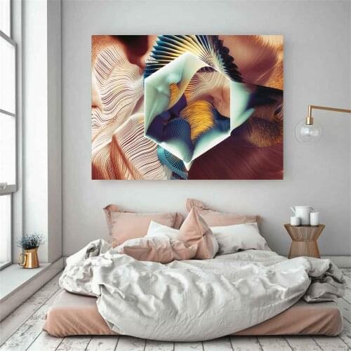 Abstract Oil Painting Canvas Print Waves Art Lines Geometric Plumes Creative Poster Nordic Modern Minimalist Home Decoration