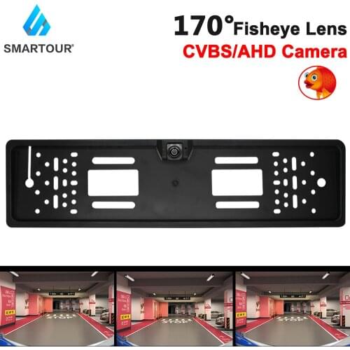170 Degree AHD/CCD Car Rear View Camera EU European License Plate Frame Waterproof Night Vision Reverse Backup With Fisheye lens