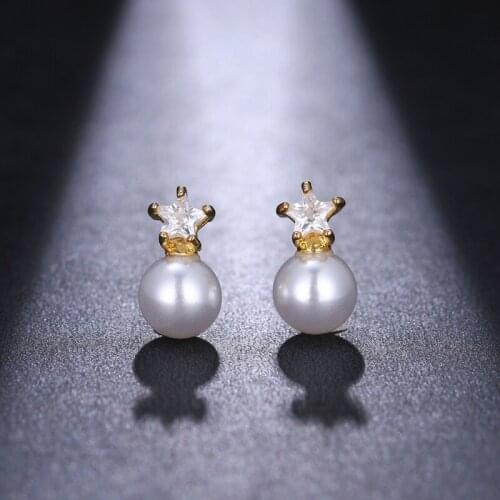 Bettyue Fashion Trend Cute Star Above Pearl Appearance Zirconia Stud Earring Romantic Gift For Women And Girls Adorable In Party