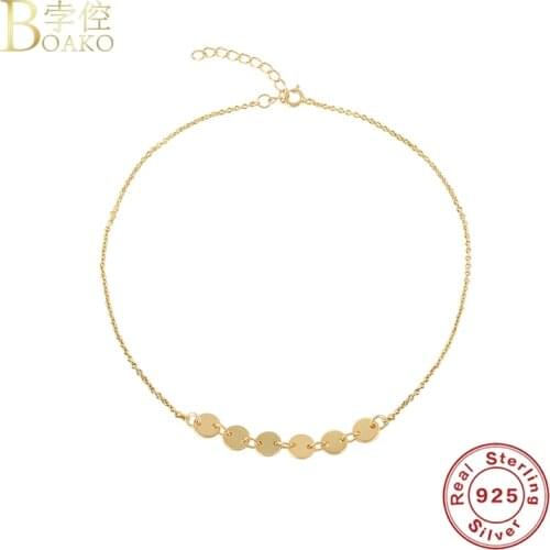 BOAKO Round Bracelet For Women 2021 Charm Bracelets 925 Sterling Silver Cheville Girl Fine Jewelry Silver Bracelet Chevilles