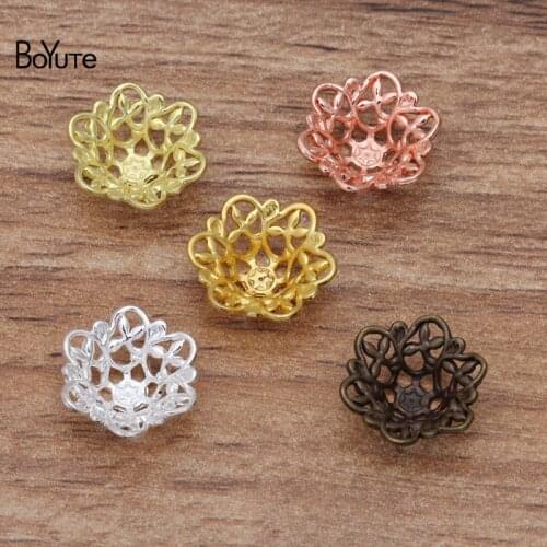 BoYuTe (100 Pieces/Lot) 5*13MM Metal Brass Filigree Flower Bead Caps Diy Hand Made Jewelry Accessories Wholesale