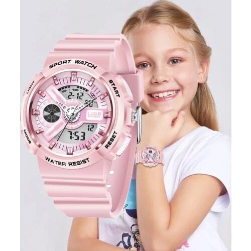 LIGE Military Kids Sport Watches 50M Waterproof Electronic Wristwatch Stop Watch Clock Children Digital Watch For Boys Girls+Box