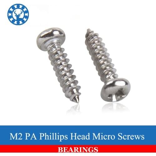 HOT 100Pcs M2 PA Nickel-plated Phillips Head Micro Screws Pan Head Self-tapping Electronic Small Screws NEW