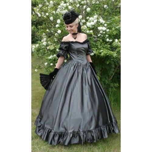HIstory!Customer-made Black Victorian dress 1860s Civil war Dress Scarlett Theater Costume Halloween Renaissance Dress V-470