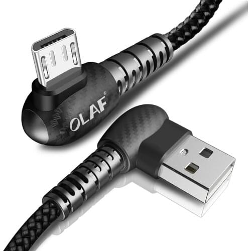 OLAF Micro USB Cable 2A Fast Charge Cable for Samsung Xiaomi 90 Degree Mobile Phone USB Charger Cable for Huawei Android Device