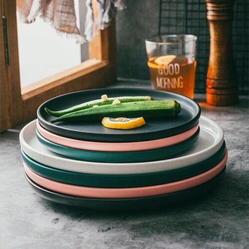 Jusen Nordic Style Ceramic Western Steak Dinner Plate Creative Multiple Colors Tableware White Home Kitchen Porcelain Dishes