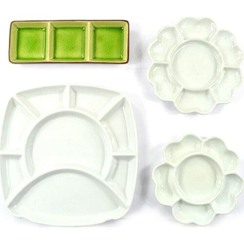 Ceramic Plum blossom Color Palette Watercolor Painting Dish Water Powder Dish Chinese Painting White Porcelain Color Palette