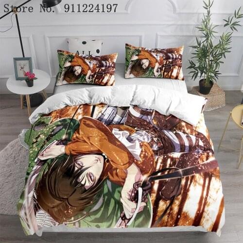 Anime Attack On Titan 3D Printed Bedding Set Duvet Cover Pillowcases Comforter Bedding Sets Bedclothes 2/3pcs Bed Linen