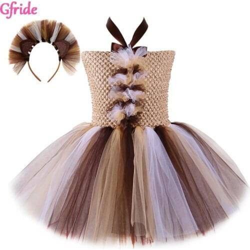 Princess Girls Cosplay lion Costumes For Kids Animal Tutu Dress Headband Halloween Toddler Tulle Outfits Birthday Party Clothing