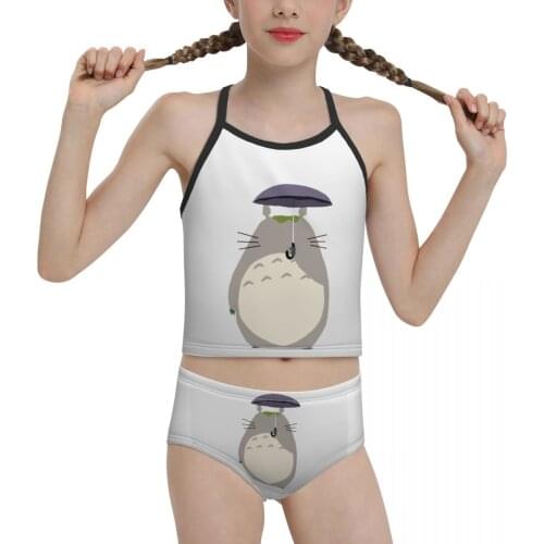 Anime Manga Chibi Swimsuit for Children young Girls Print Totoros Lovely Cat Biquini 2021 Wholesale Brand Girl Swimming Suit