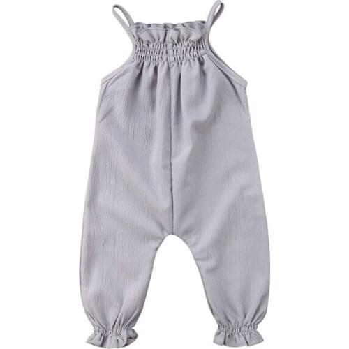 Summer Baby Girls Clothes Strap Romper Jumpsuit Playsuit Outfit Sunsuit Pink Gray Kids Girl One Piece Rompers Clothing