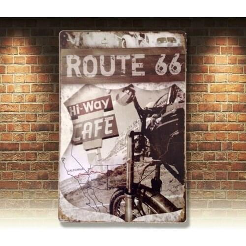 RETRO METAL WALL SIGN TIN PLAQUE VINTAGE SHABBY CHIC GARAGE ROUTE 66 USA CAR US