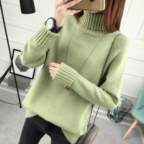 Fashion Knitted Sweater Women Turtleneck Autumn Winter Long Sleeve ullovers Knitwear Jumper Pull Femme Sweater Streetwear