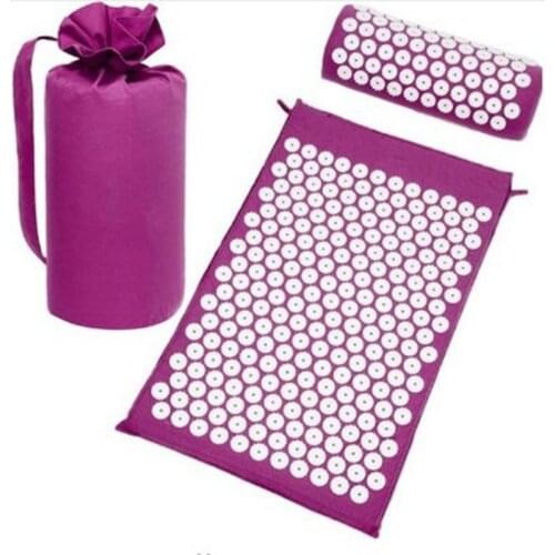Massager Cushion Acupuncture Sets Massage Acupressure Mat Relieve Stress Back Pain Rose Spike Massage Relaxation Yoga Mat+Pillow