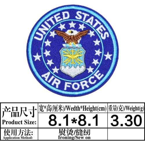 AIR FORCE UNITED STATES Iron On Patches Shirt Shorts Fashion Logo Embroidery Clothing Kids Badge