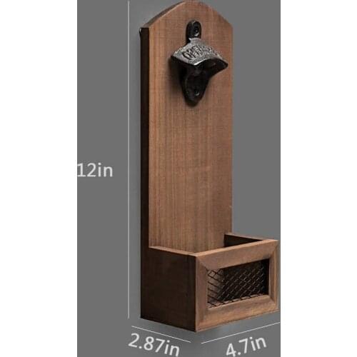 Wall-Mounted Beer Bottle Opener Retro Color Beer Corkscrew Wooden Corkscrew Wall-Mounted Cast Iron Opener
