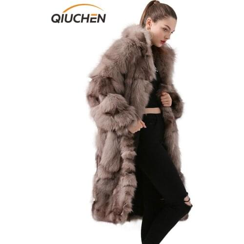 QIUCHEN PJ19036 2019 New arrival women 100cm long coat fashion jacket Free shipping Hot sale