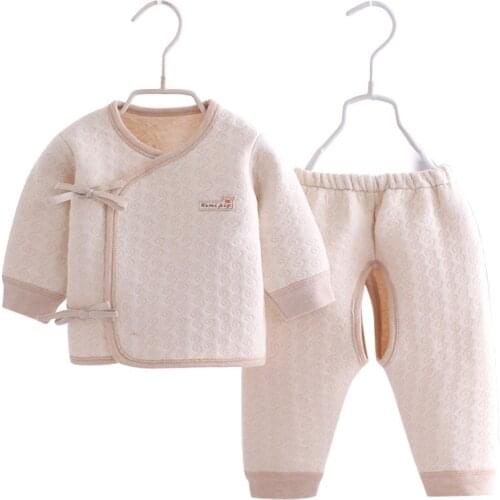 Newborn Warm Suit Three-layer Warm Baby Kimono Playwear Suit Baby Infant Underwear Suit Cotton Baby Girl Winter Clothes Set 0-3M