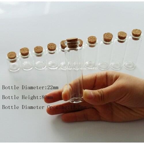Wholesale 100Pcs/Lot Mini Glass Bottles Vials Jars With Cork Stopper Decorative Corked Glass Bottle For Pendants Dia 22mm