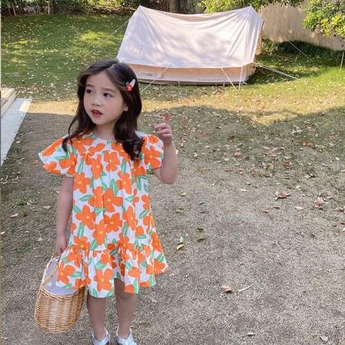 2 3 4 5 6 Years Toddler Girl Dress Casual Flower Short Sleeve Princess Dress For Girl Kids Clothing Summer Baby Girl Dresses New