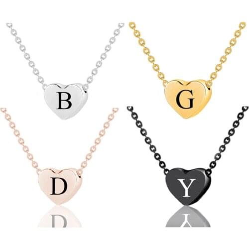 Stainless Steel Letter Necklaces Initial A-Z Heart Pendant Choker Necklace for Men Women Jewelry Gift