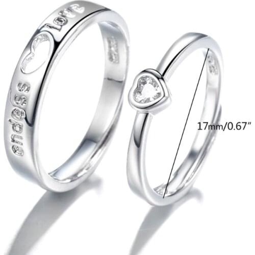 1 Pair Love Heart-shaped Couple Rings Women Men Engagement Wedding Bands Jewelry Valentines Day Gifts
