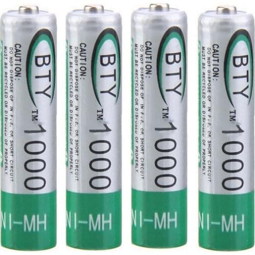 4pcs/lot High Power AAA 1000MAH/1.2V Rechargeable Ni-MH Battery New Batteries for Led Flashlight Toys mp3 Free Shipping
