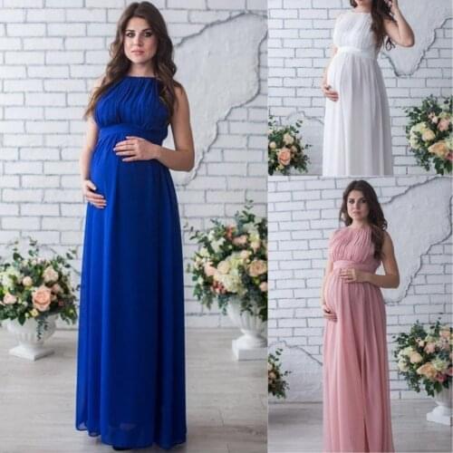 Maternity Dresses For Women Photo Shoot Chiffon Pregnant Dress Sleeveless Long And Thin Soild Color Women Maternity Clothes