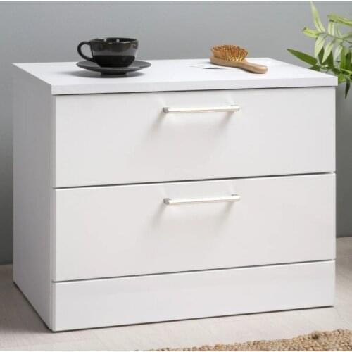 Bedside Table with 2 Drawers for Living Room Couch Side Table Bedroom Nightstand 54x35.3x42.4cm White Easy Assembly