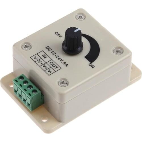 12V 24V LED Dimmer Switch 8A Voltage Regulator Adjustable Controller for LED Strip Light Lamp