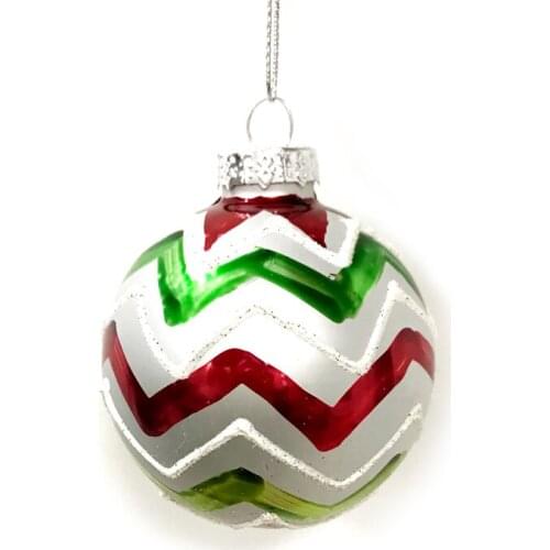 Christmas Decoration Glass Pendant Gift foreign trade mall store layout ceiling 6.5cm red green wave ball