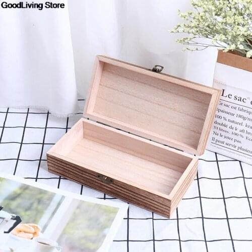 1PC New Retro Jewelry Box Desktop Natural Wood Clamshell Storage Hand Decoration Wooden Box Postcard Storage Box 20x10x6cm