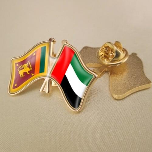 Sri Lanka and United Arab Emirates Crossed Double Friendship Flags Lapel Pins Brooch Badges