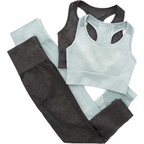 Top Quality Sport Suit Tracksuit Women Seamless Yoga Set Workout Crop Top Running Bra Fitness Leggings Gym Clothing Sportswear