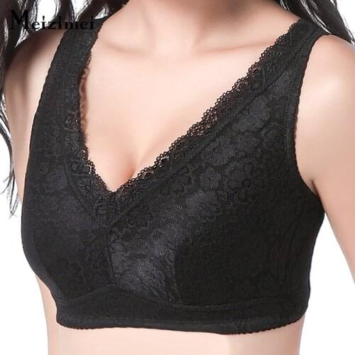 Meizimei Crop tops Push up Bralette sexy intimate DeepV padded brassiere minimizer lace lingerie plus size underwear womens bra