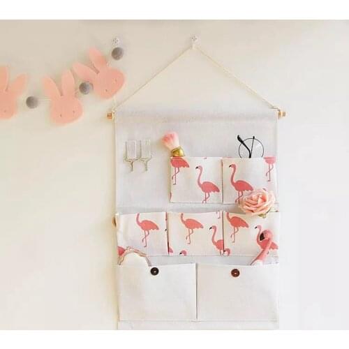 Flamingo Hanging Storage Bags Home Storage Organizer Wardrobe Socks Bra Underwear Hanger Magazine Storage Bag Toys Organizer