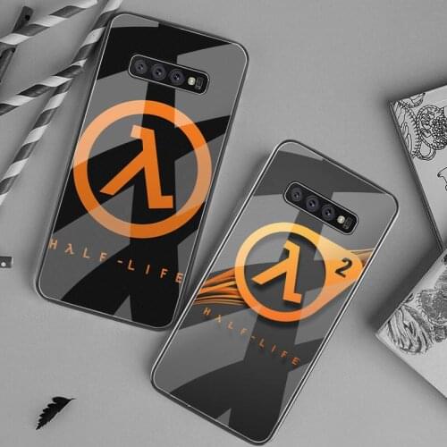 YJZFDYRM Half Life Silicone Black Phone Case Tempered Glass For Samsung S20 Plus S7 S8 S9 S10 Plus Note 8 9 10 Plus