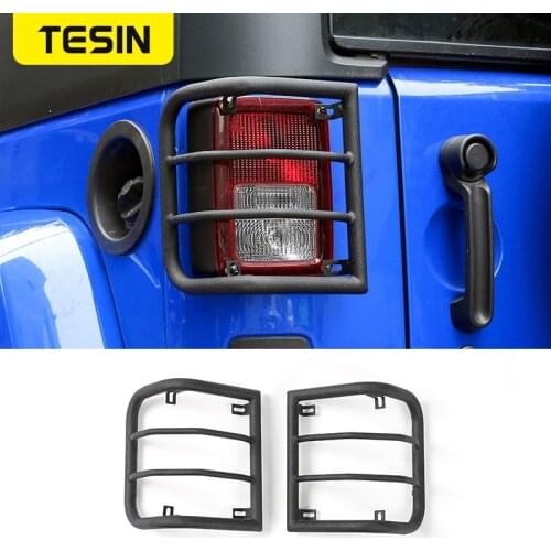 TESIN Metal Tail Light Cover Rear Lamp Guards Protector for Jeep Wrangler JK 2007+ Black Car Exterior Accessories