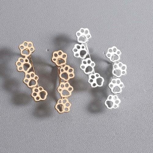 Cxwind Animal Cat Paw Circle Leaf Earrings Ear Climber Round Heart Arrow Stud Earrings for Women Boho S Curve Ear Cuff Jewelry