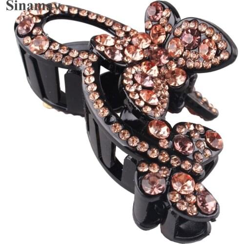 Ladies Women Crystal Big Butterfly Hair Claws Clamp Barette Shny Crystal Rhinestone Hairpins Hair Clip Hair Accessories