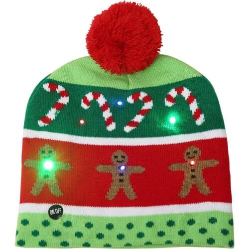 Winter warm Outdoor Sport Running Christmas Knitted Hats Colorful LED Light-up Xmas Unisex Knit for Adult and children Cap