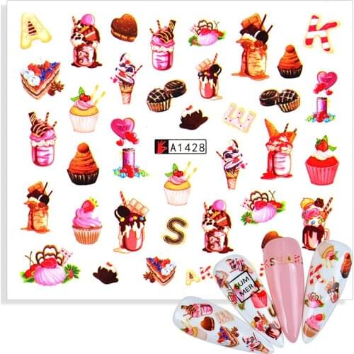 1 Sheet Fruit Nail Art Stickers Decals Strawberry Watermelon Cake Water Transfer Slider Nail Design Foils Decoraton