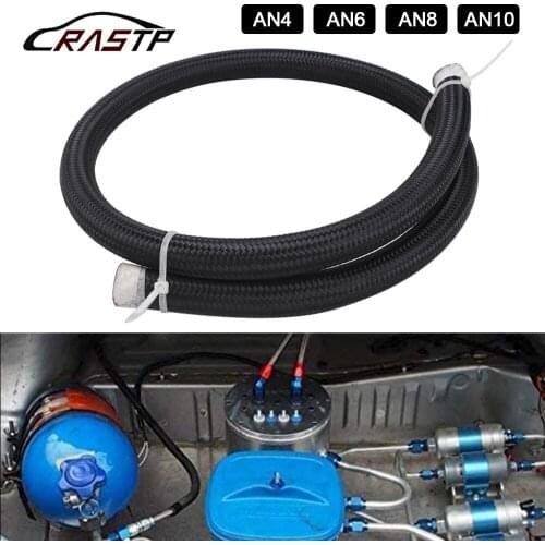 1Meter AN4 AN6 AN8 AN10 Nylon Braided Stainless Steel Hose Line Racing Hose Fuel Line Car Oil Cooler Hose Pipe Black RS-HR016-1M