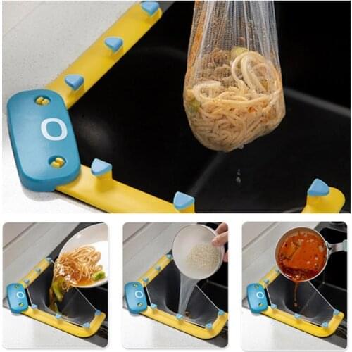 1 Set Sink Leftovers Filter Large Capacity Anti-skid Sink Filter Set Plastic Strainer Bags Sink Triangle Rack Kitchen Supplies