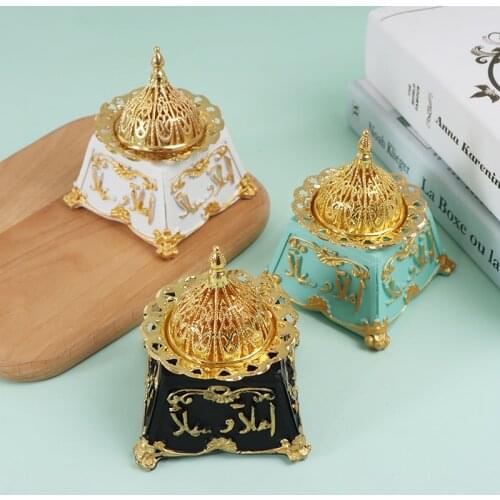 1PC Classical Retro Middle East Arab Resin Golden Metal Incense Burner Lid Aroma Stove Adornment Home Decoration Ornaments Decor