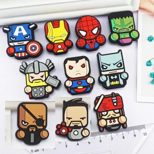 10PCS PVC Super Hero Avenger Shoe Charms Shoe accessories Shoe decoration Shoe Buckles Accessories Fit Wristband/Croc JIBZ W4191