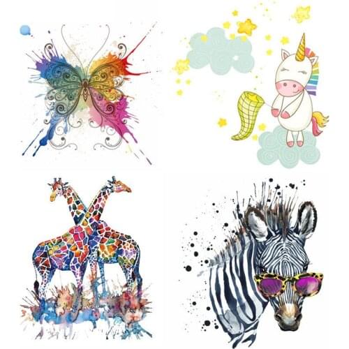 10PCS New Fashion Thermal Stickers On Clothes Butterfly zebra Animals Patches DIY Iron On Patches For Clothing Heat Transfer