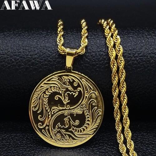 2021 Dragon Stainless Steel Chain Necklace for Men Gold Color Necklaces Pendants Jewelry acero inoxidable joyeria mujer N19188