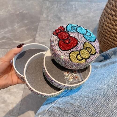 4 layers cute big bow storage box female jewelry storage box rotatable full diamond sundries storage box cosmetic box gift box
